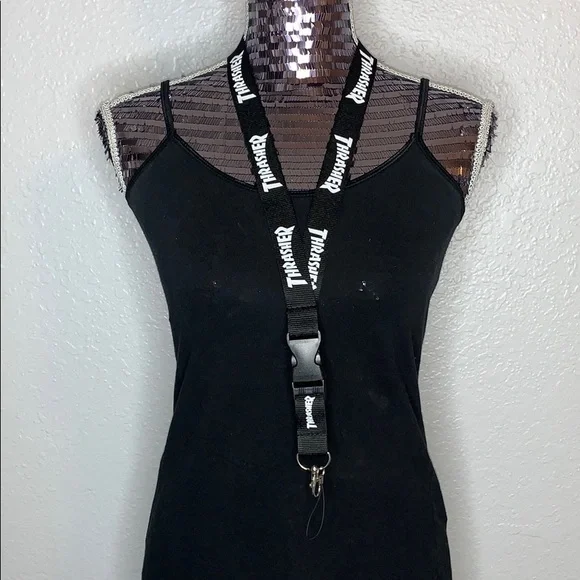 Thrasher Lanyard Keychain Black/White - Picture 2 of 3